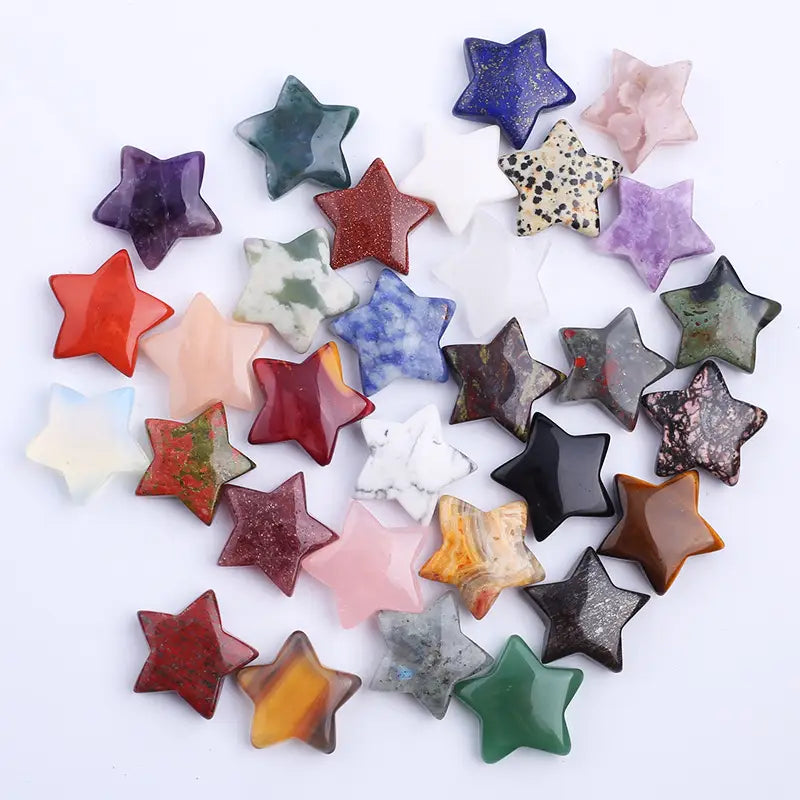Gemstone Hand-Carved Star Shape Crystal Assortment of 20 Pcs