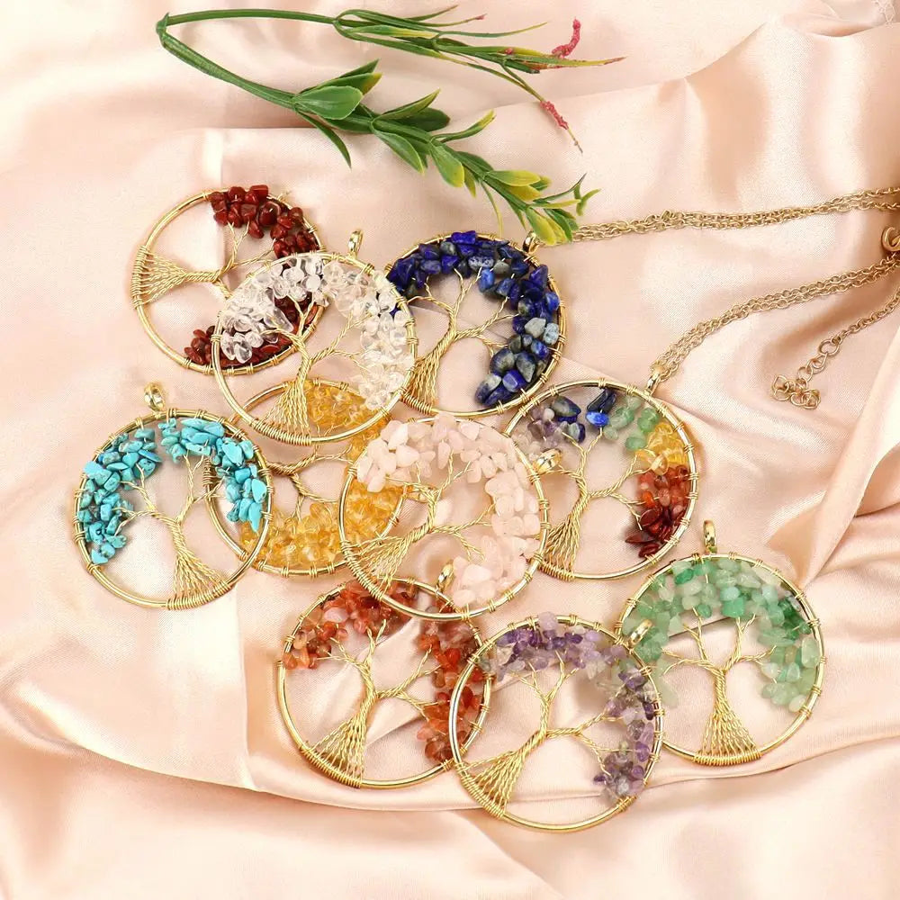 Large Gold Tree of Life Necklace - Assortment 6 Pcs