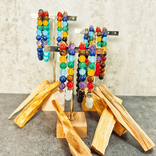 Gemstone 7 Chakra Bracelets - 12 Pcs