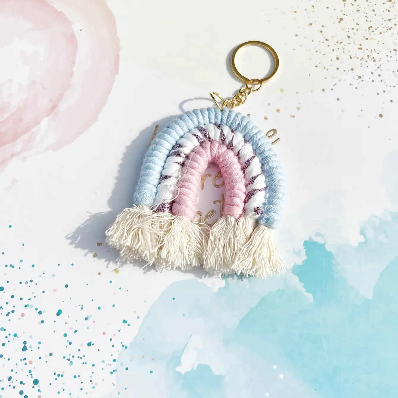 Macaron Rainbow Macrame Boho Keychain - Assortment 24 Pcs