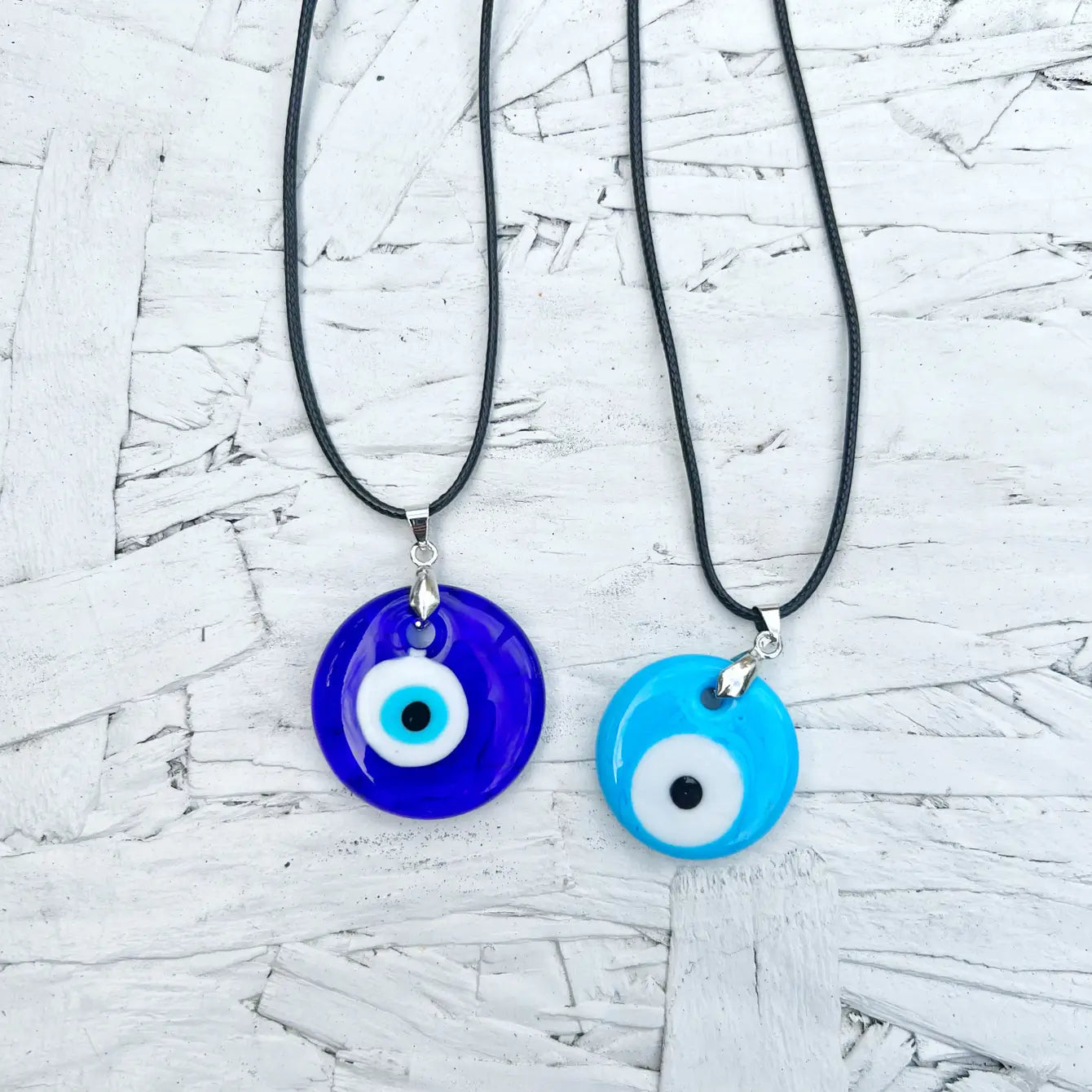 Evil Eye Protection Glass Necklace - Dark Blue 12 Pcs