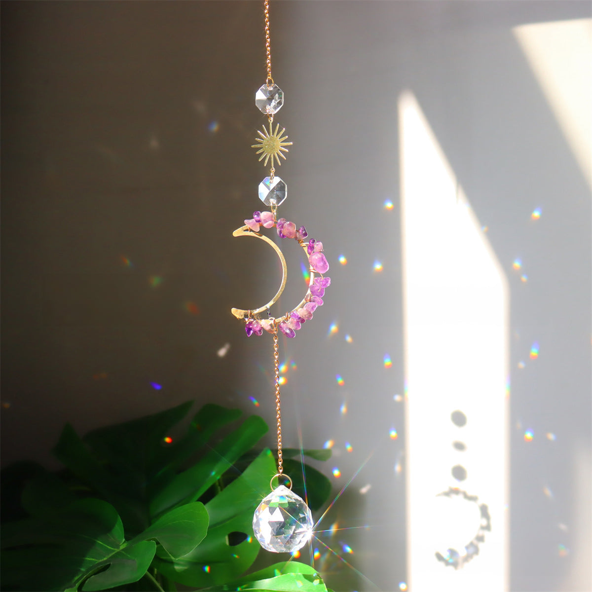 Celestial Small Moon Crystal Suncatcher - Assortment 6 Pcs