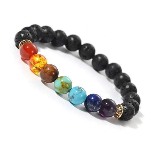 7 Chakra Bracelet - Lava Diffuser Bracelet 12 Pcs