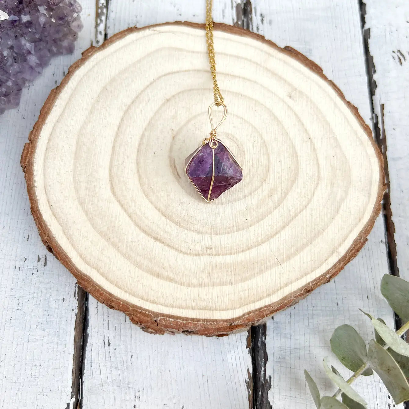 Raw Fluorite Wire Wrapped Necklace - Assortment 6 Pcs