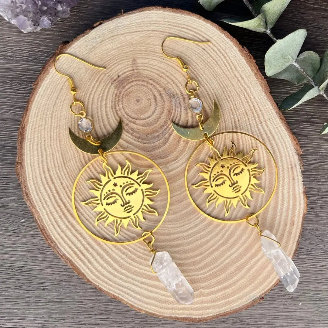 Crystal Healing Sun Earrings - 6 Pairs