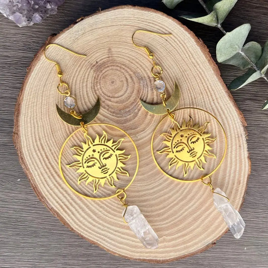 Crystal Healing Sun Earrings - 6 Pairs