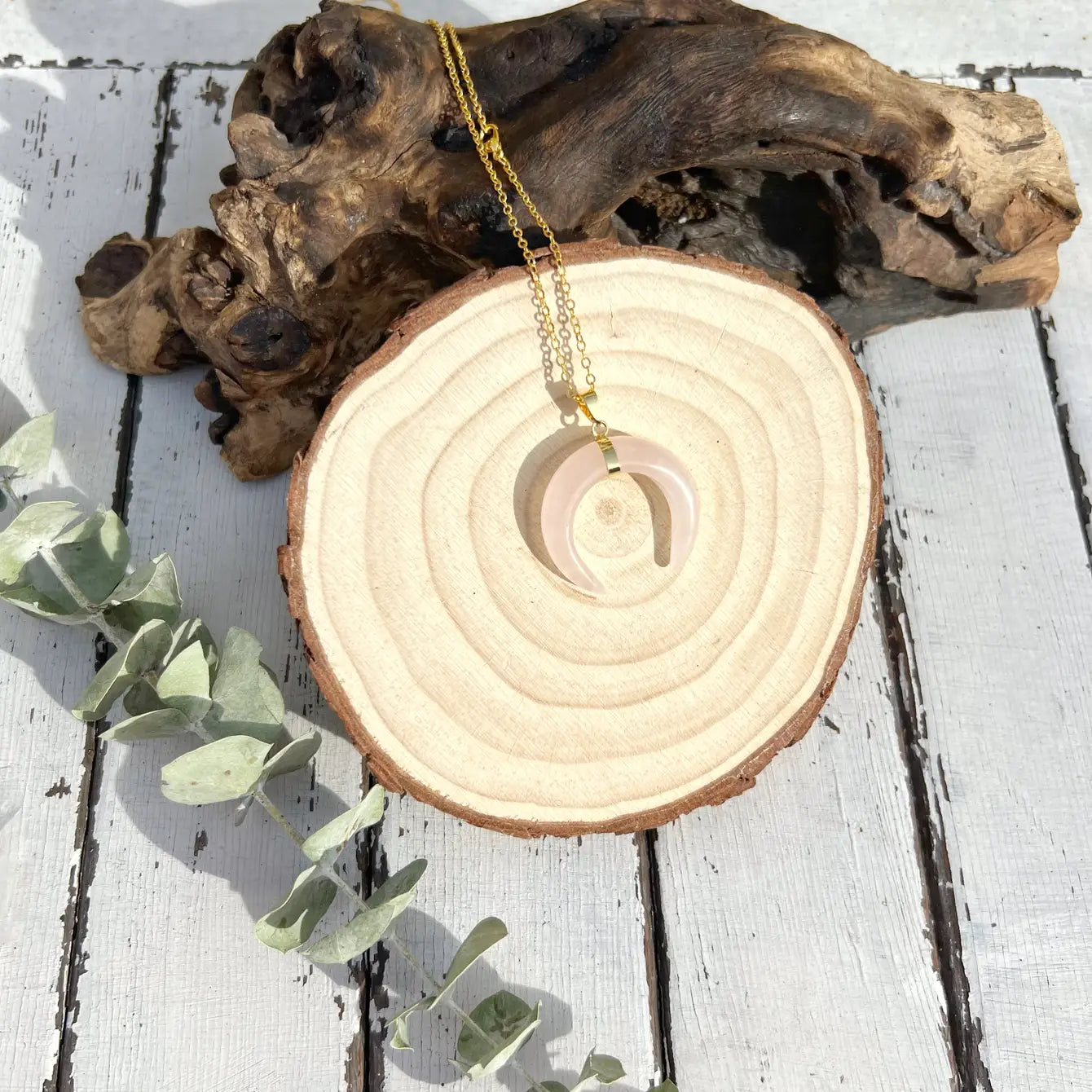 Natural Stone Double Horn Necklace - Assortment 6 Pcs
