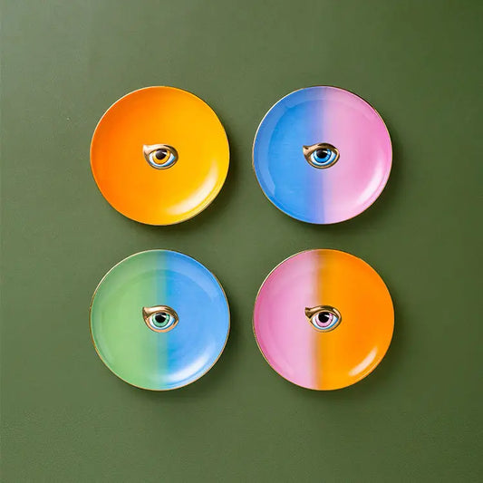 Powerful Energy Color Round Eye Dish - 8 Pcs