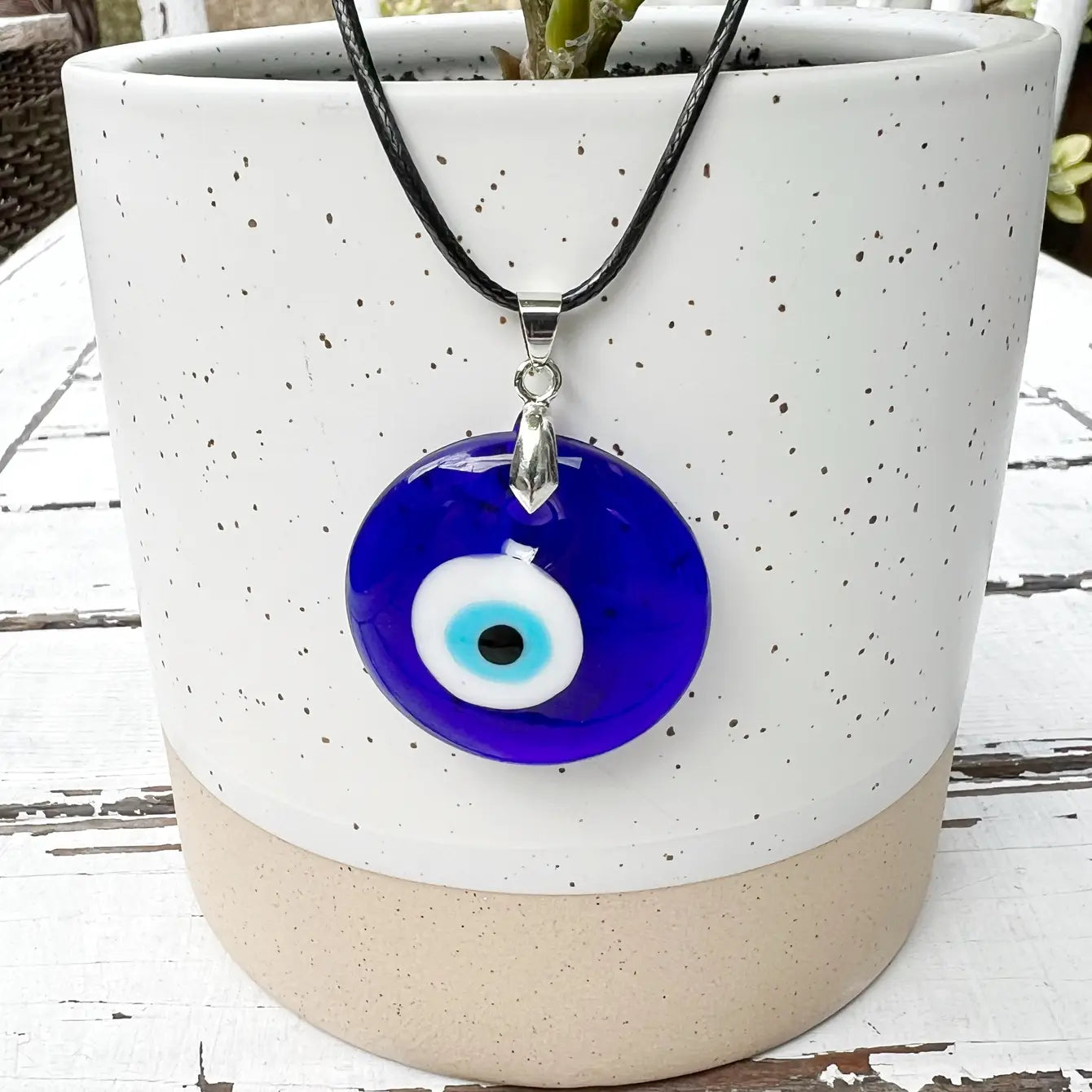 Evil Eye Protection Glass Necklace - Dark Blue 12 Pcs