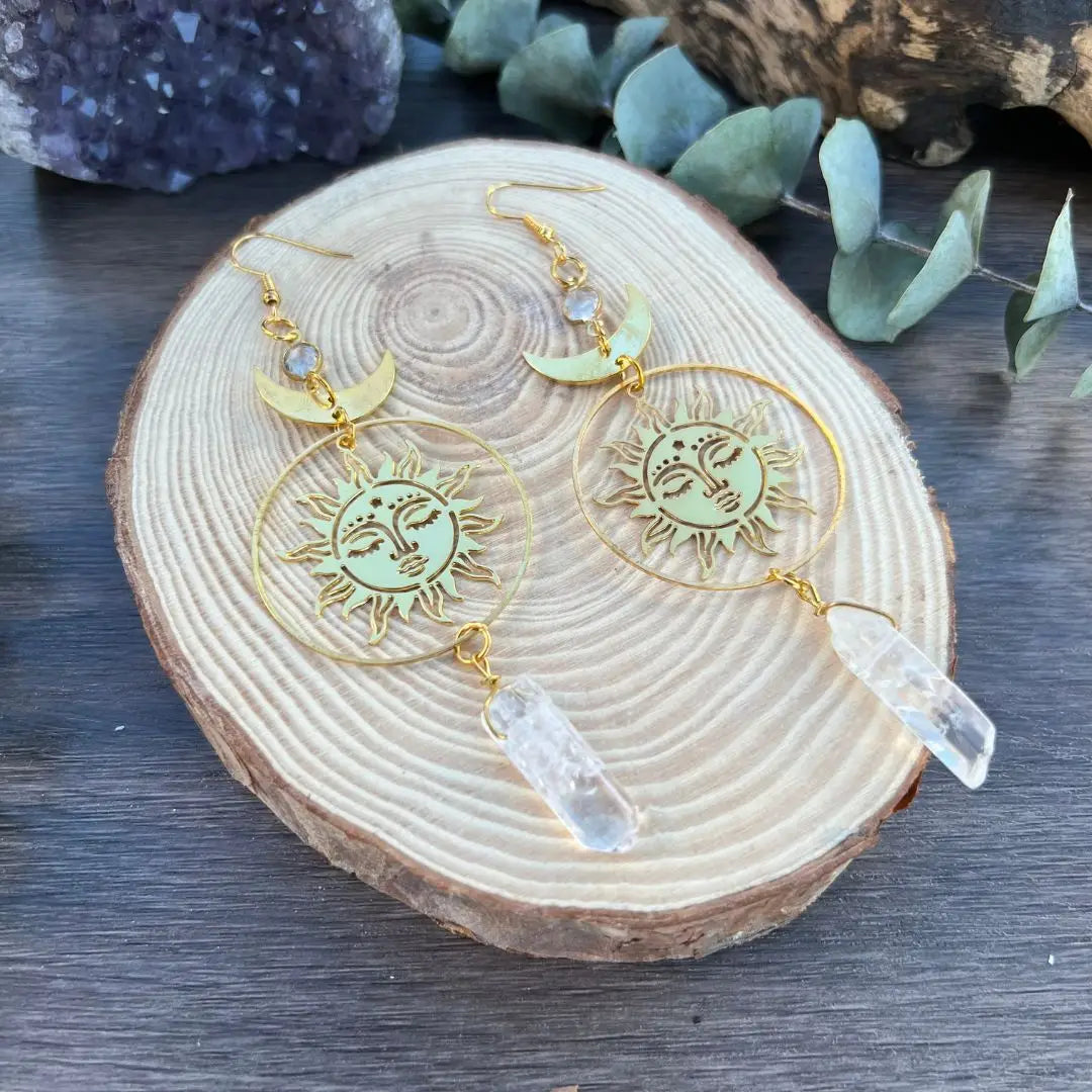 Crystal Healing Sun Earrings - 6 Pairs