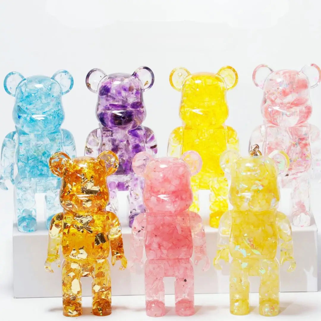 Cute Decorative Bear With Gemstone Chip - Assortment 6 Pcs