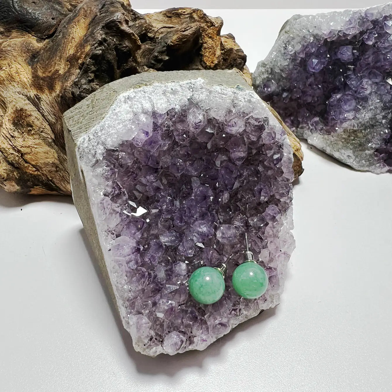 Gemstone Stud Earrings - Assortment 12 Pairs