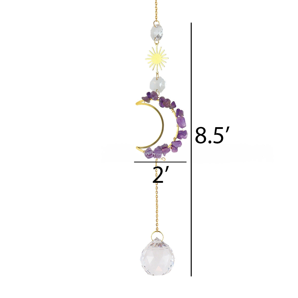 Celestial Small Moon Crystal Suncatcher - Assortment 6 Pcs