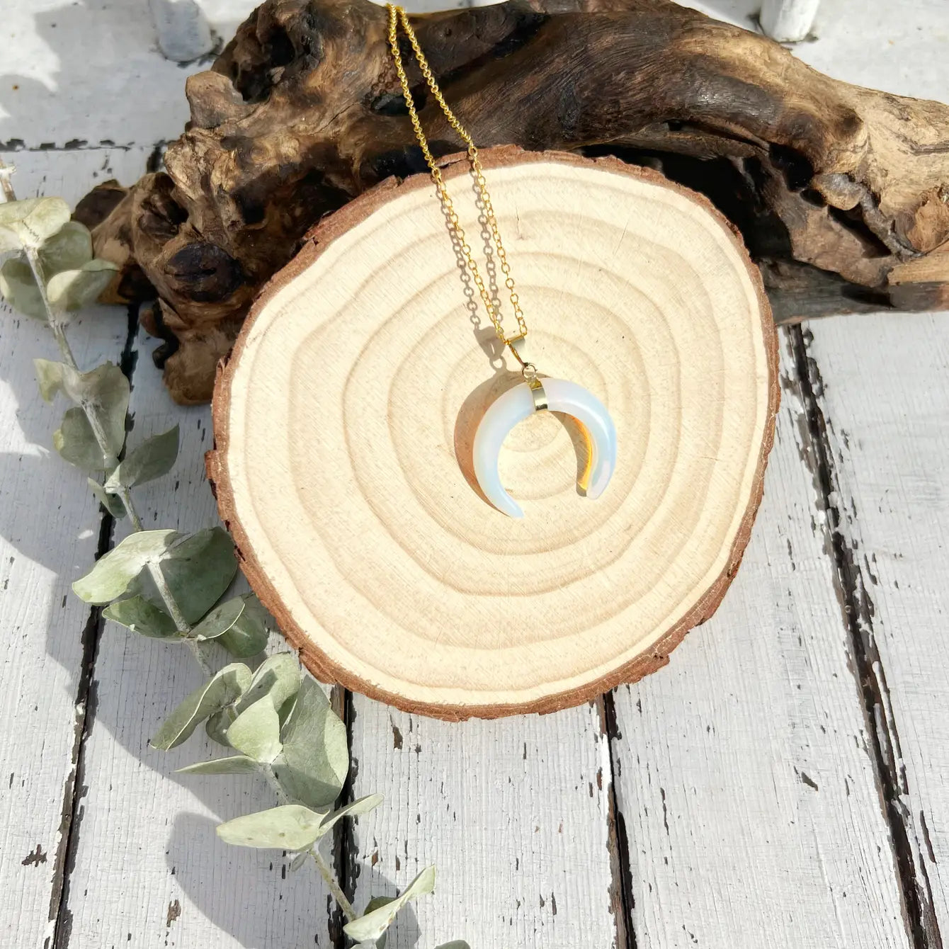 Natural Stone Double Horn Necklace - Assortment 6 Pcs