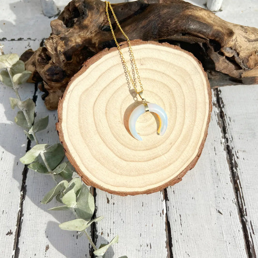 Natural Stone Double Horn Necklace - Assortment 6 Pcs