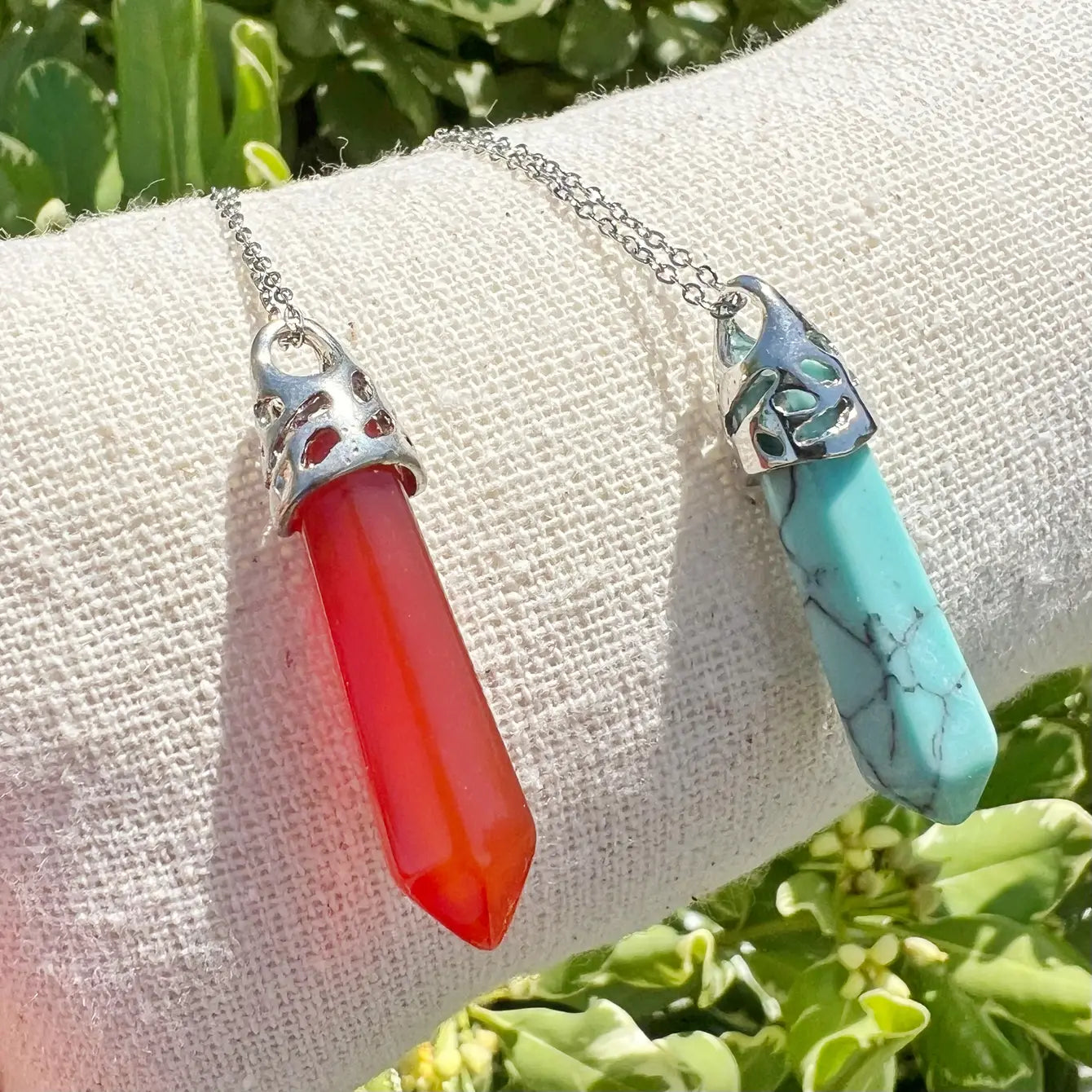 Gemstone Hexagon Pointed Necklace - Assortment 12 Pcs