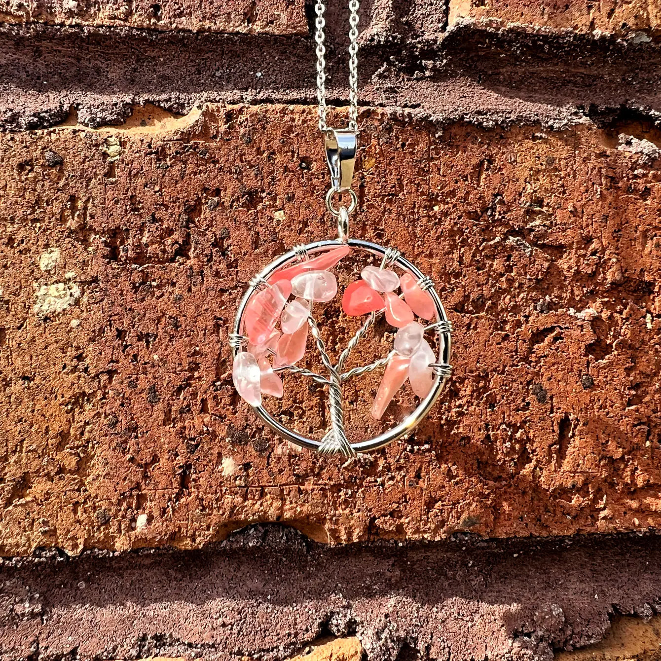 Silver Tree of Life Gemstone Necklace - Assortment 6 Pcs