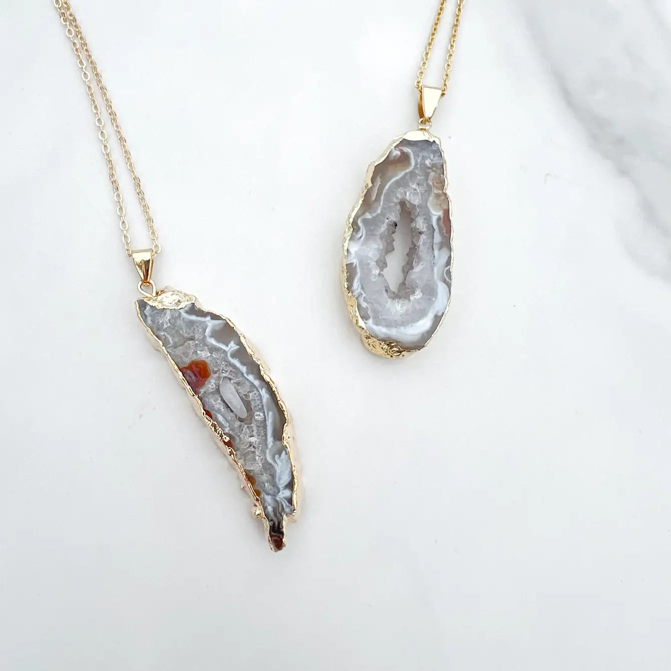 Geode Slice Crystal Necklace - 4 Pcs