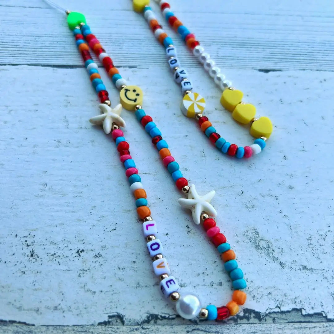 Cell Phone Chain-Happy Beads - with Display