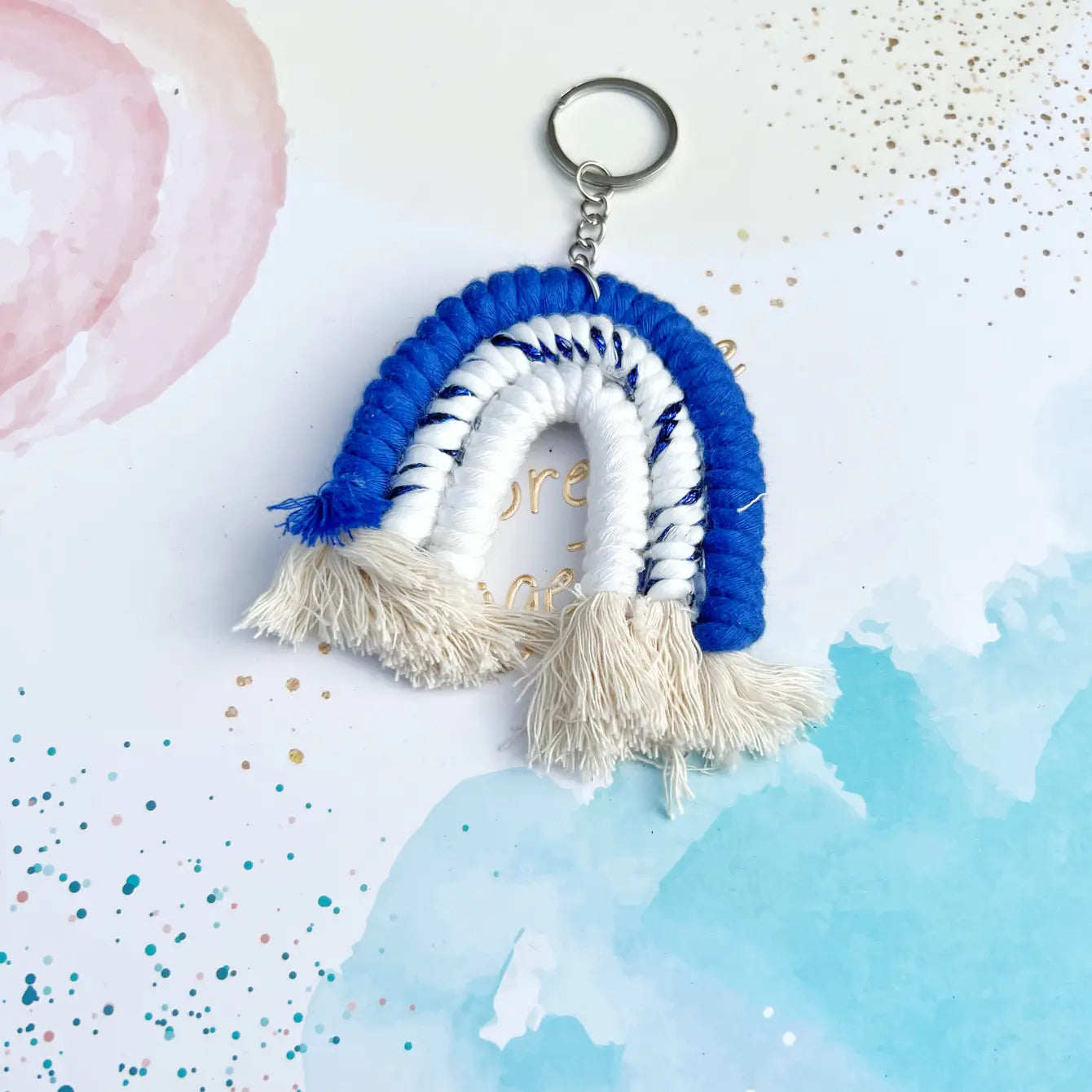 Macaron Rainbow Macrame Boho Keychain - Assortment 24 Pcs