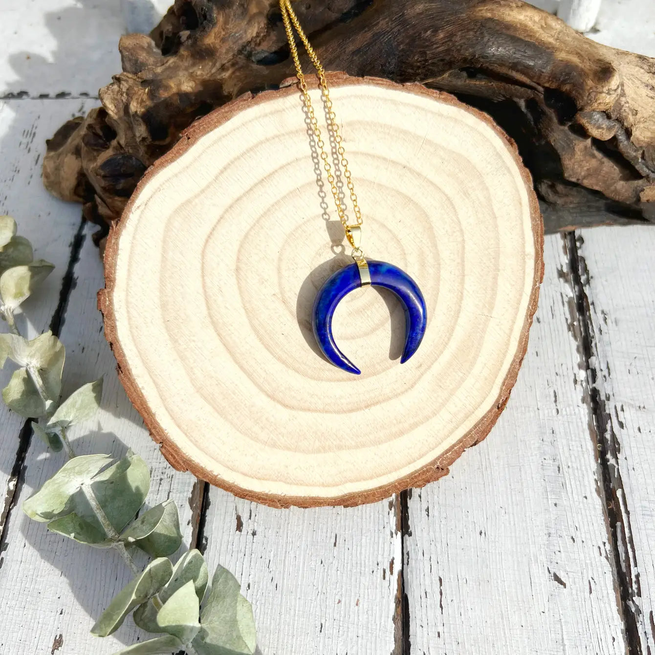 Natural Stone Double Horn Necklace - Assortment 6 Pcs