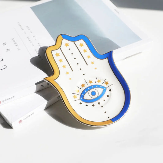 Evil Eye-Good Looking Eye Dish - Gold Blue