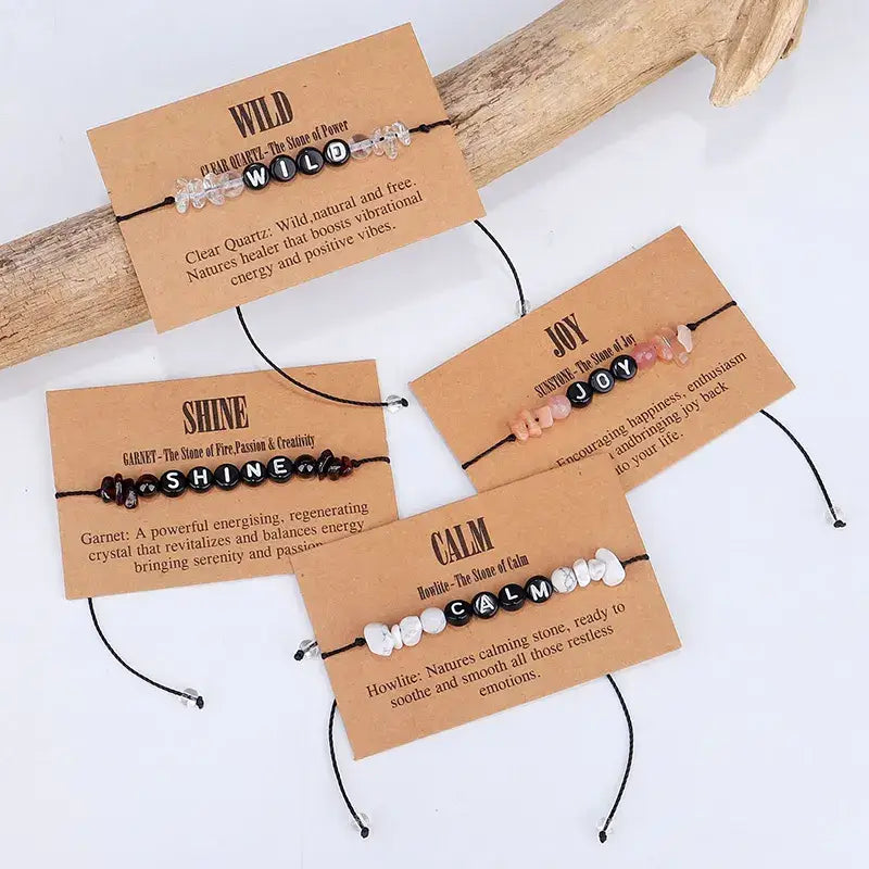 Crystal Healing Letter Bracelet - 9 Pcs