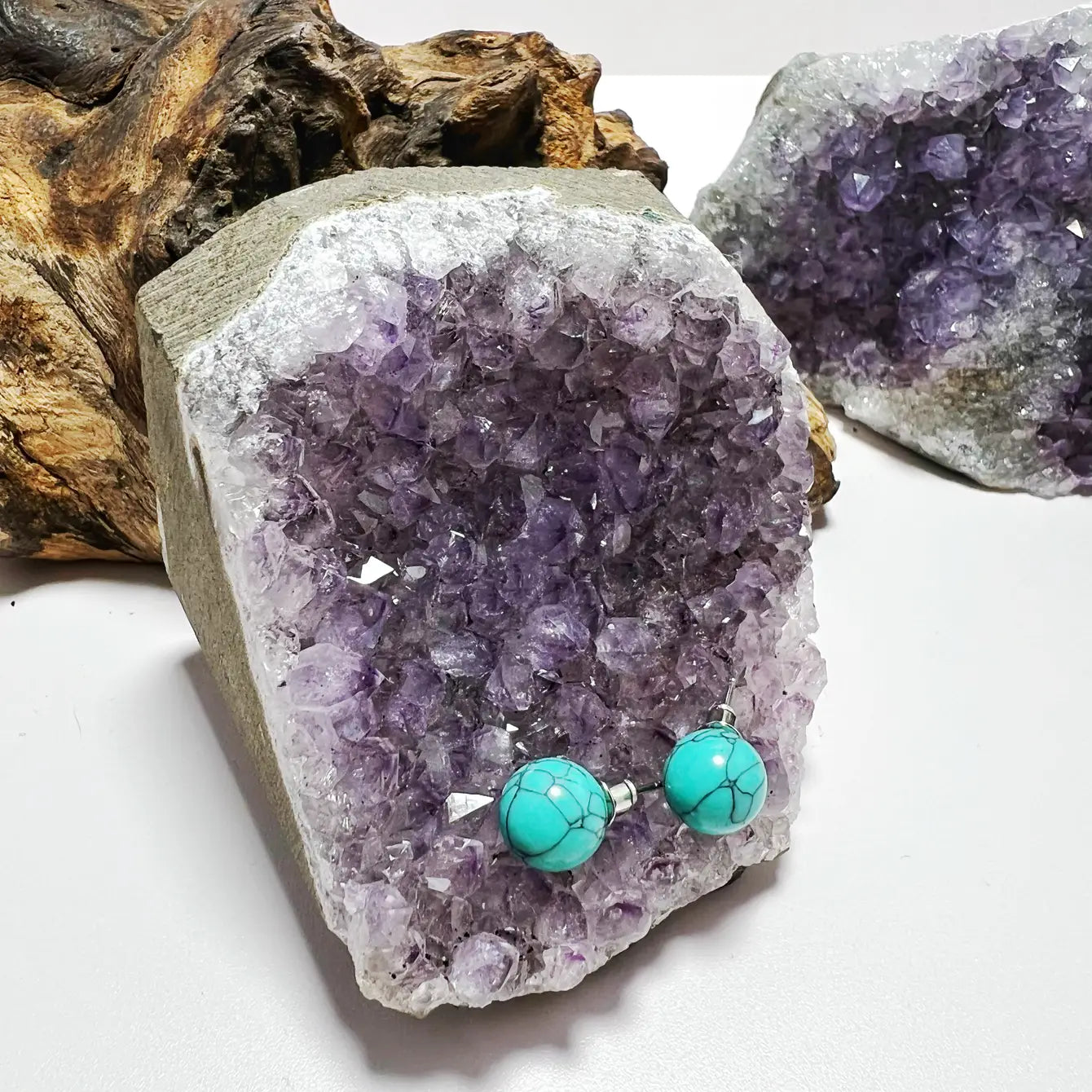 Gemstone Stud Earrings - Assortment 12 Pairs