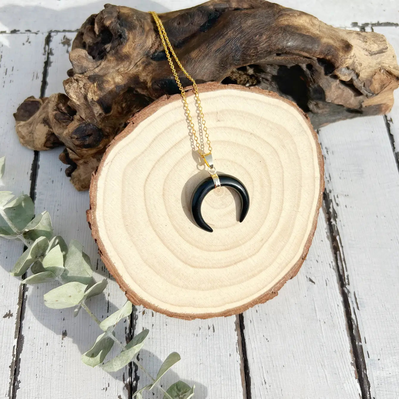 Natural Stone Double Horn Necklace - Assortment 6 Pcs