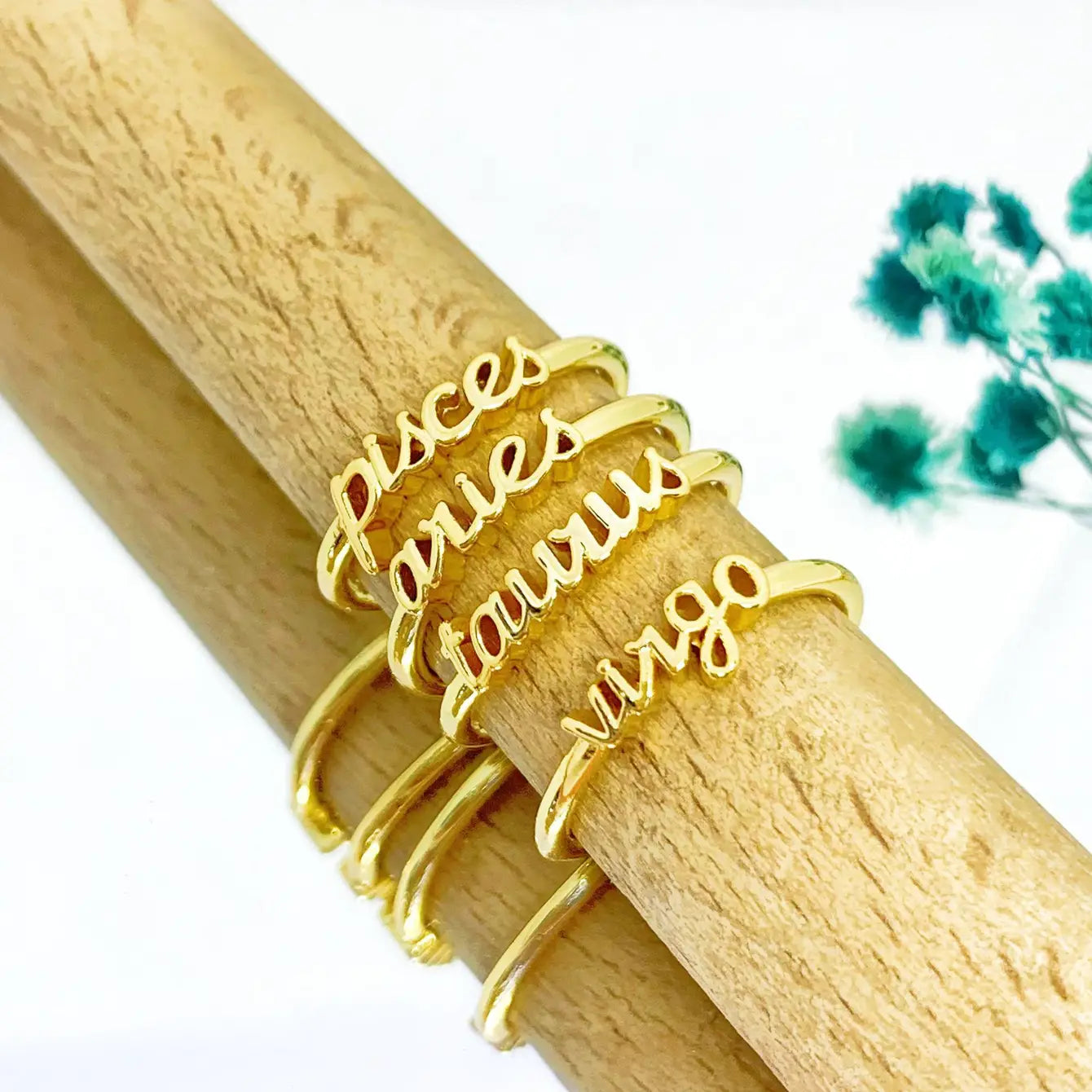 Zodiac Gold Rings - 24 Pcs