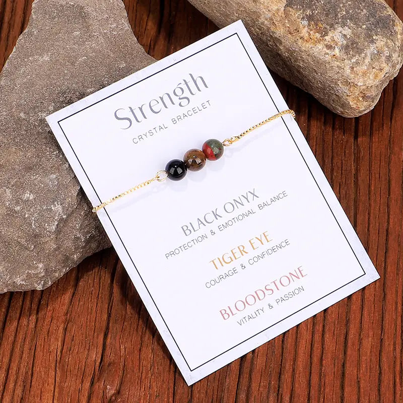 Gold Chain Empowerment Bracelets - Strength - 6 Pcs