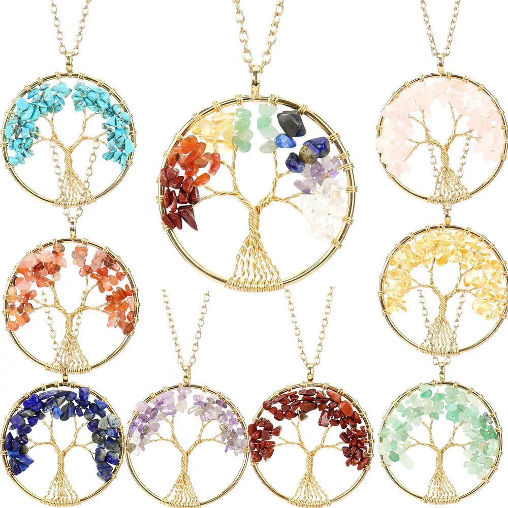 Large Gold Tree of Life Necklace - Assortment 6 Pcs