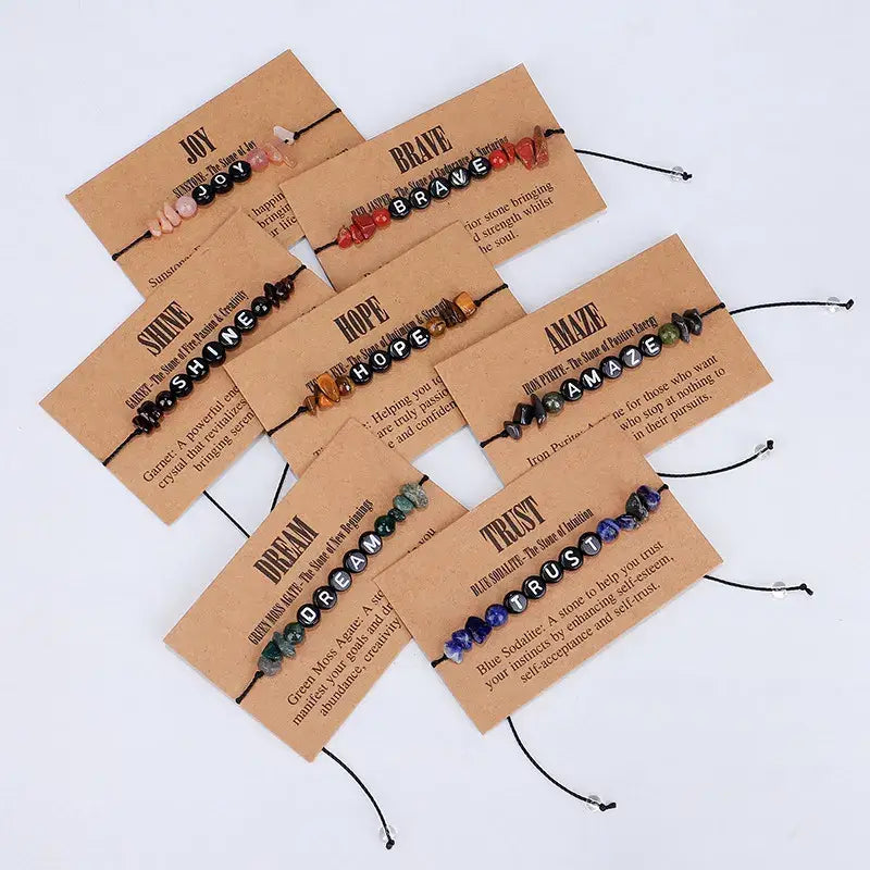 Crystal Healing Letter Bracelet - 9 Pcs