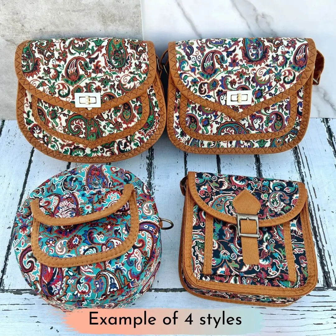 Paisley Bohemian Crossbody Chic Purse - Assortment of 8 Pcs