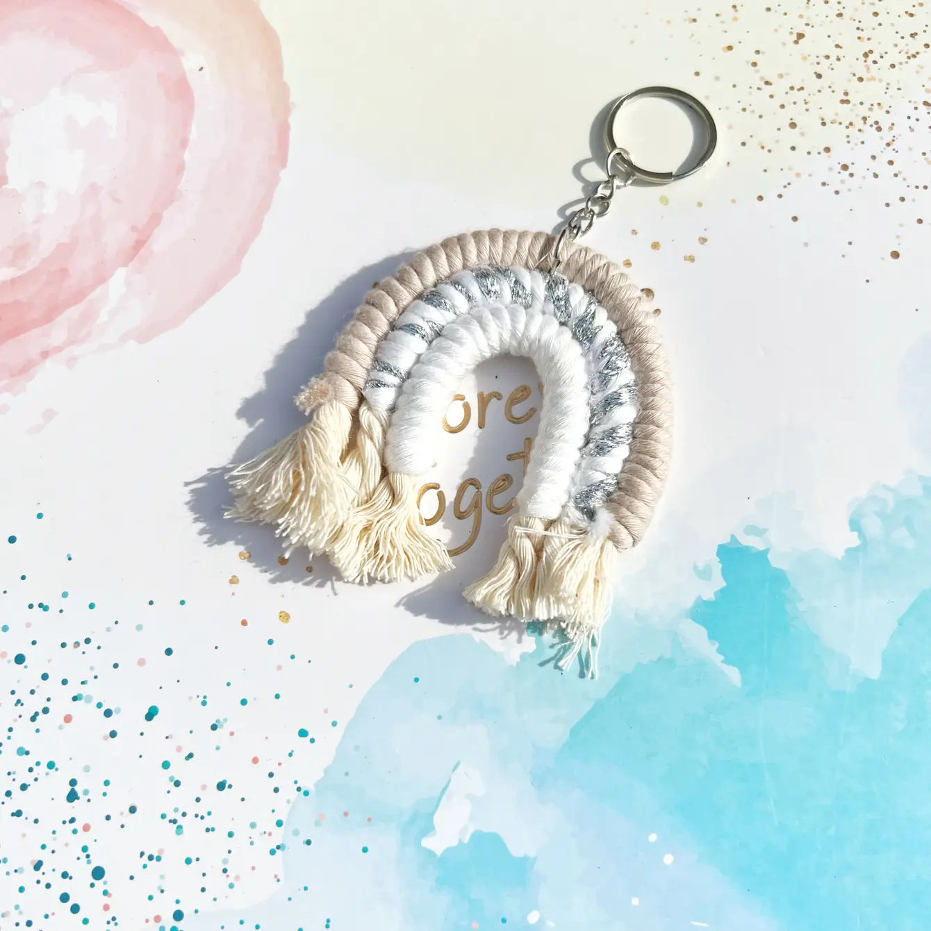 Macaron Rainbow Macrame Boho Keychain - Assortment 24 Pcs