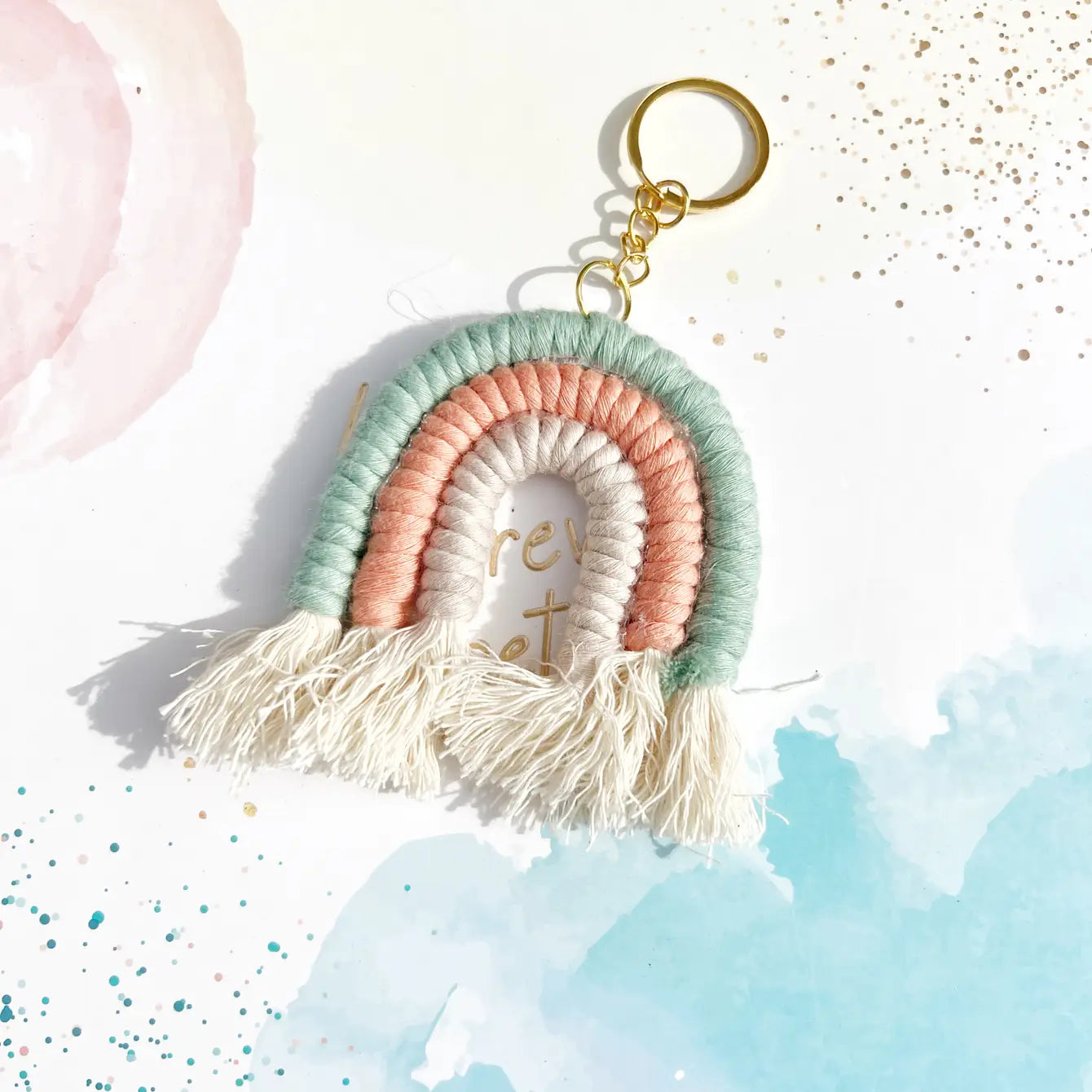 Macaron Rainbow Macrame Boho Keychain - Assortment 24 Pcs