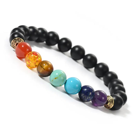 Chakra Bracelet - Black Onyx Frosted - 12 pcs