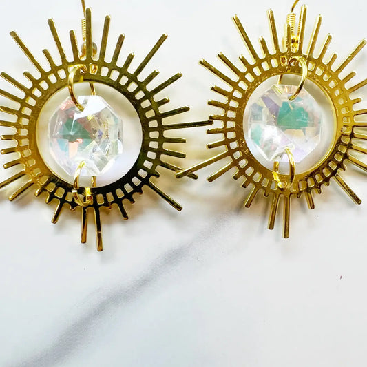 Suncatcher Iridescent Sunburst Earrings - 4 Pairs