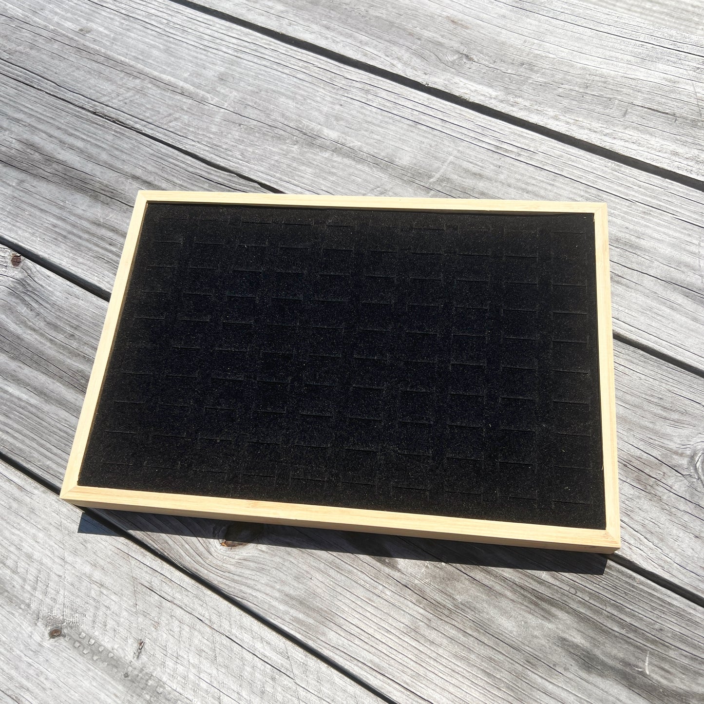 100 Slots Wooden Ring Tray With Velvet Insert - 2 Pcs