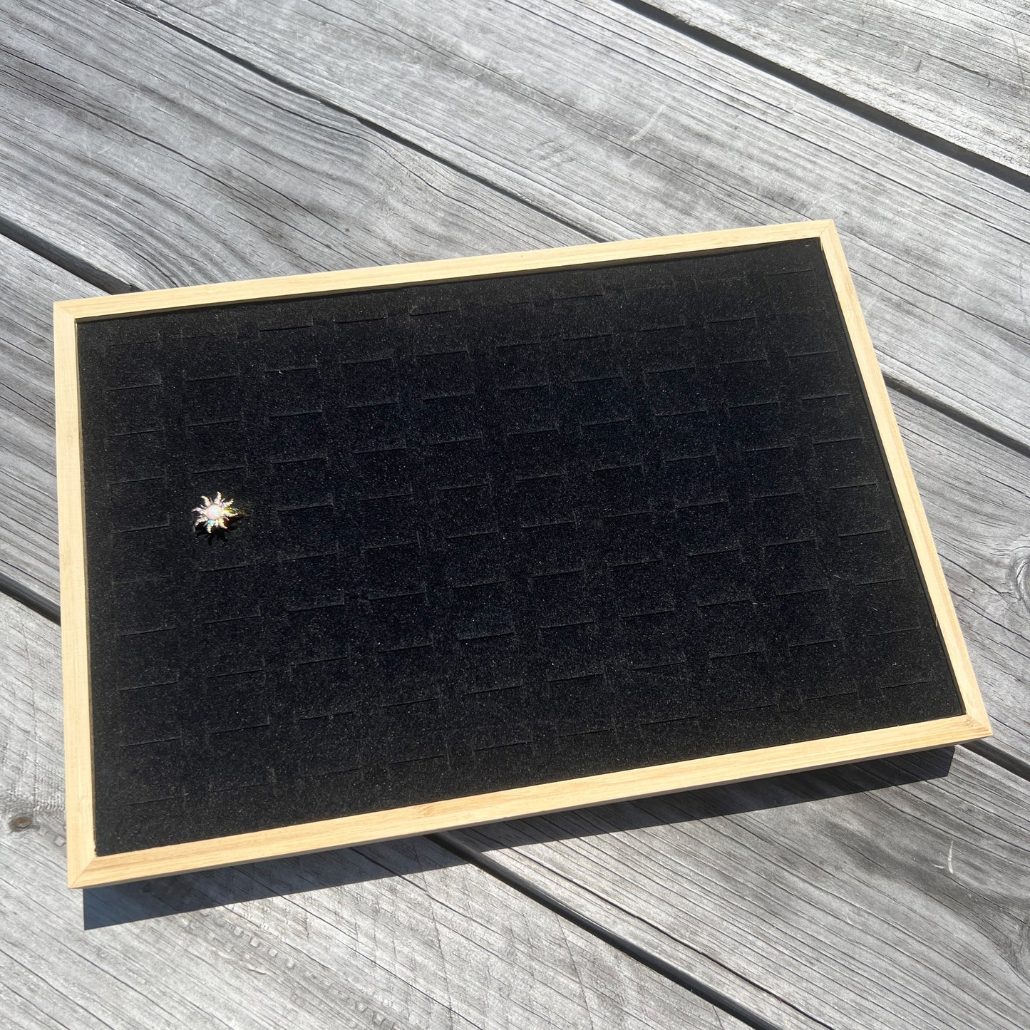 100 Slots Wooden Ring Tray With Velvet Insert - 2 Pcs