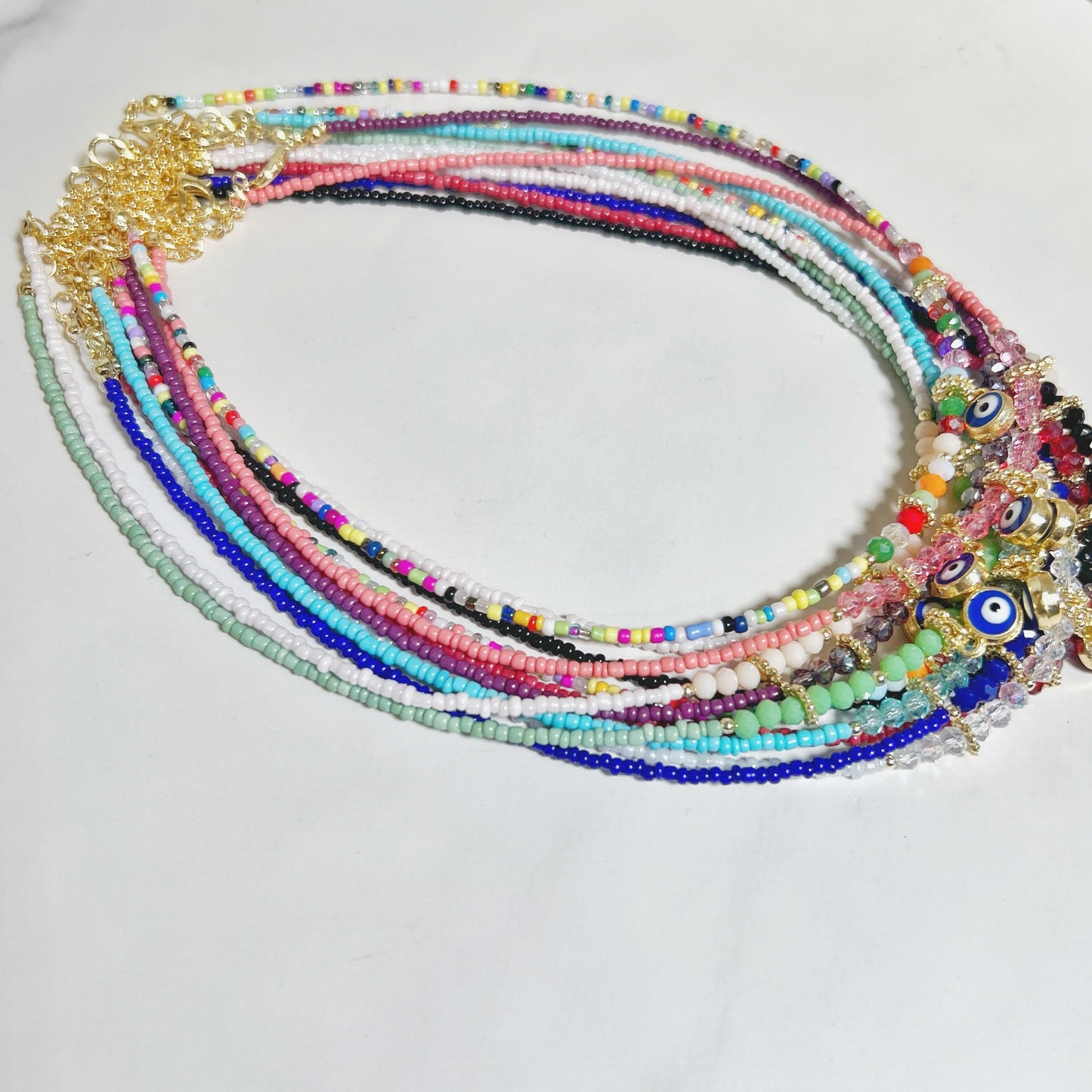 Evil Eye Protection Beaded Necklace-Assortment 12 Pcs
