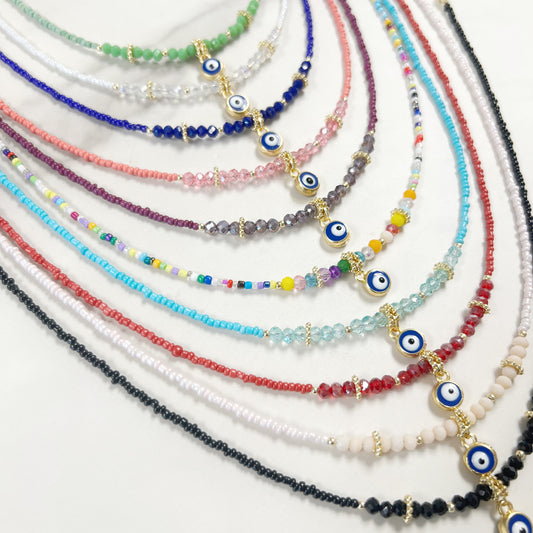 Evil Eye Protection Beaded Necklace-Assortment 12 Pcs