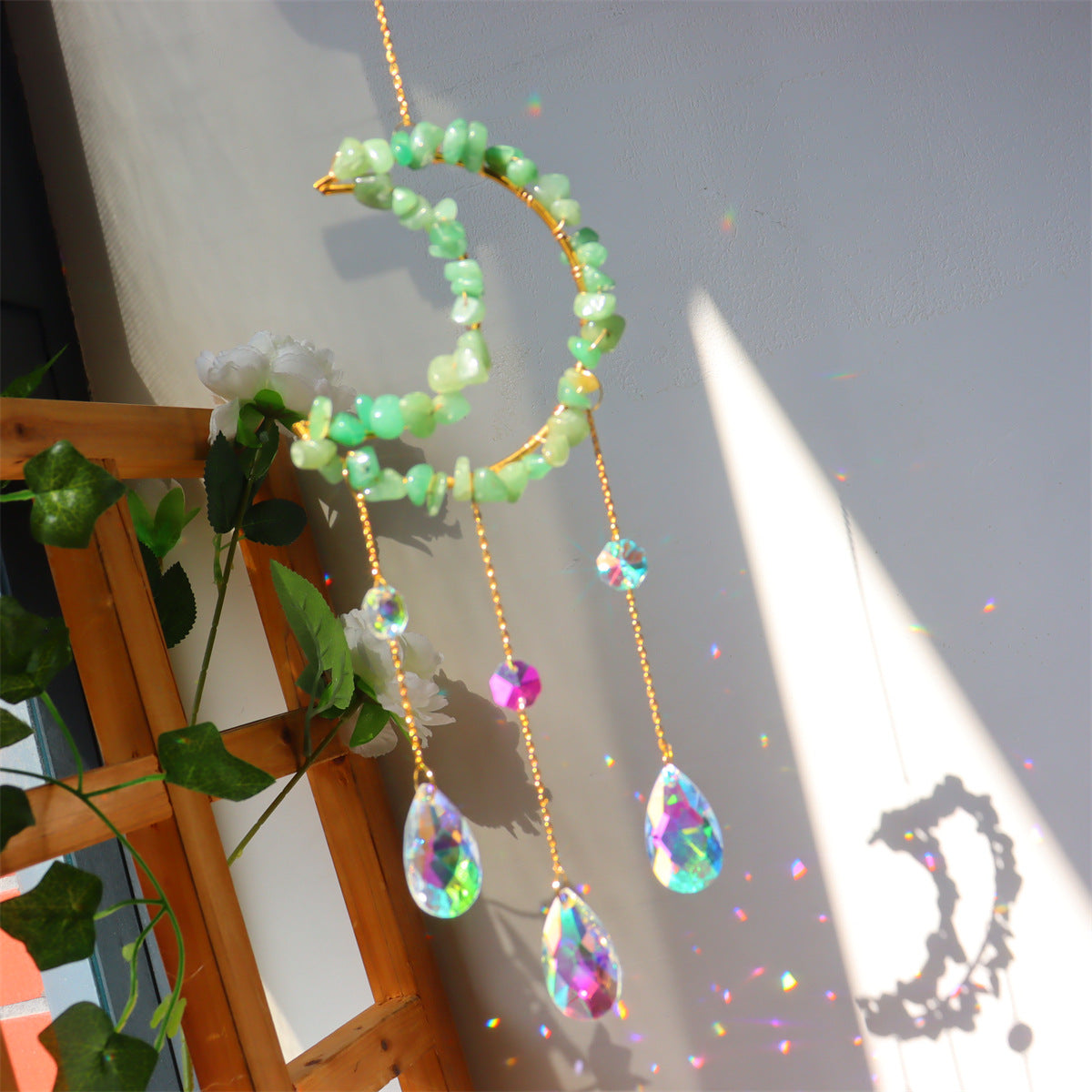 Moon Shape Crystal Suncatcher -4 Pcs