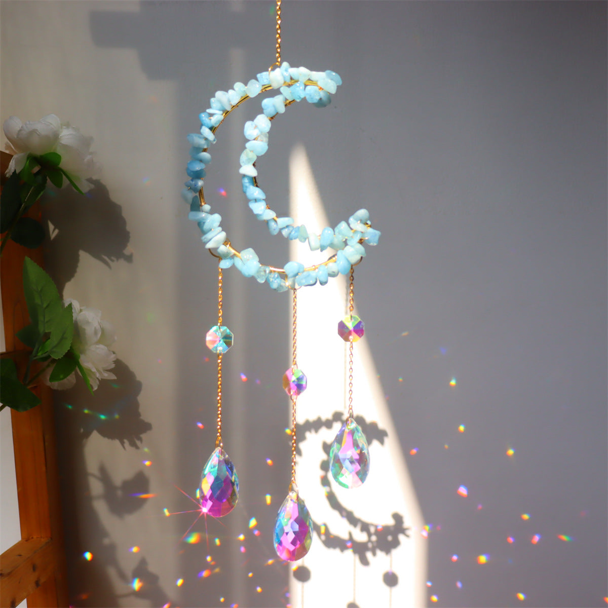 Moon Shape Crystal Suncatcher -4 Pcs