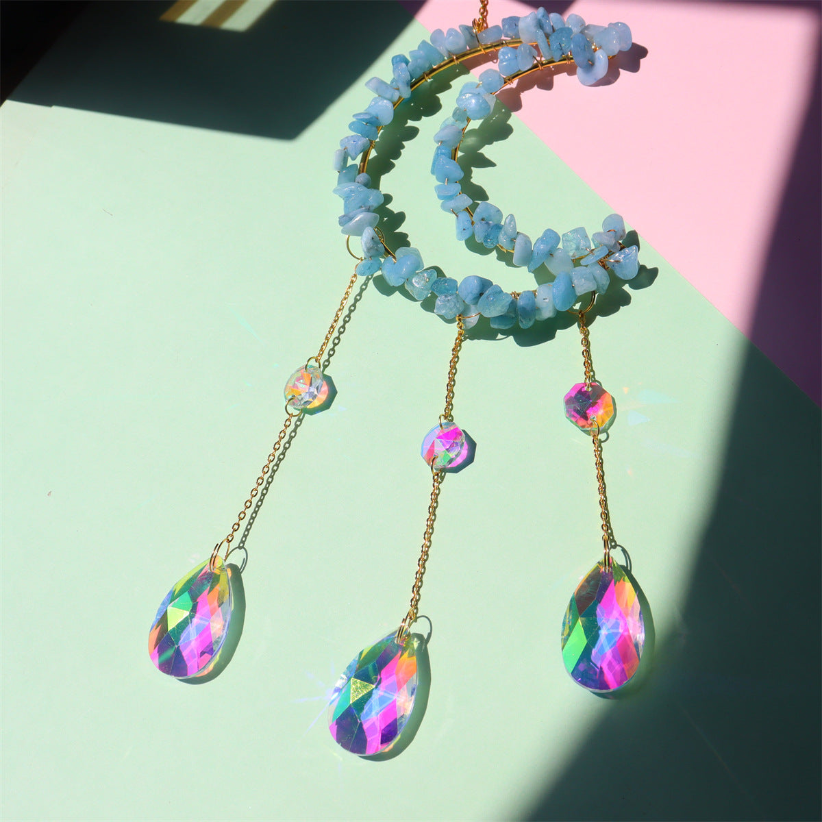 Moon Shape Crystal Suncatcher -4 Pcs