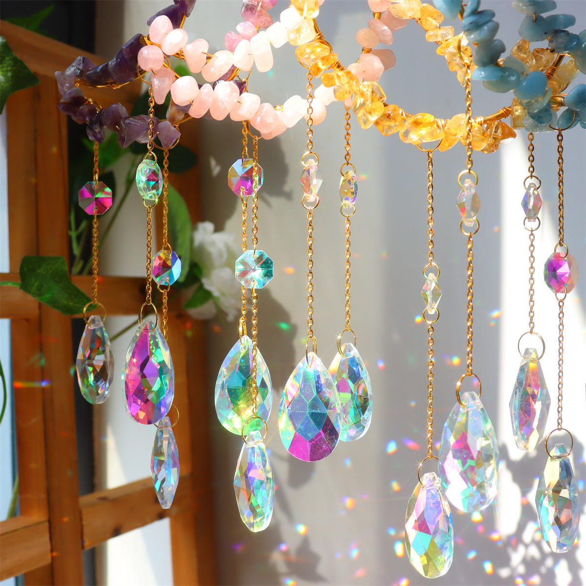 Moon Shape Crystal Suncatcher -4 Pcs