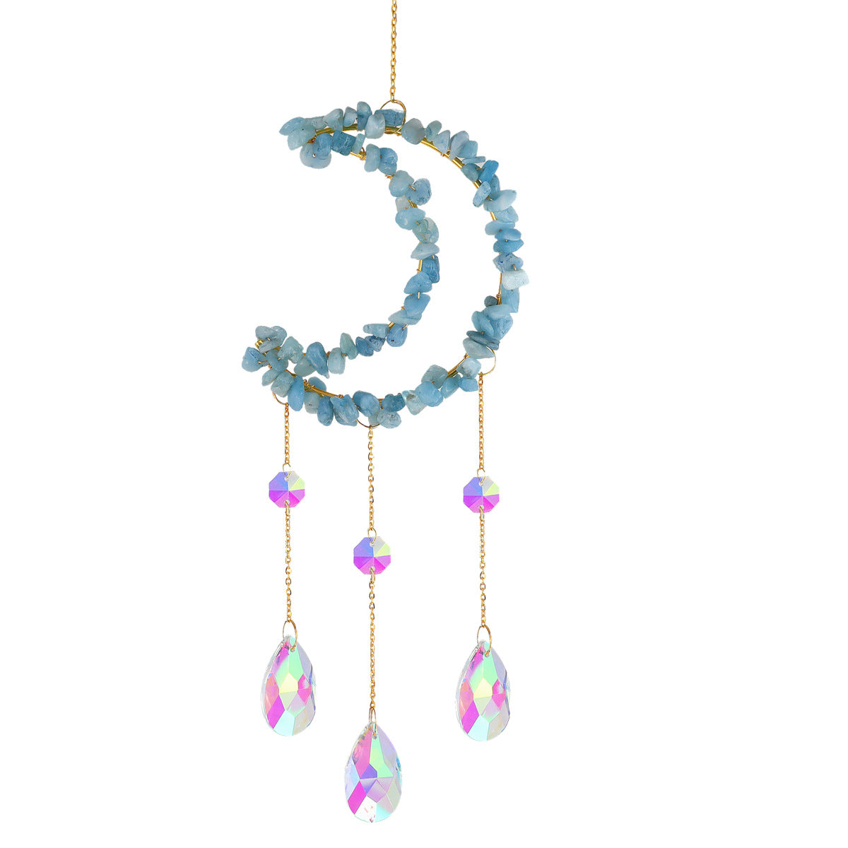 Moon Shape Crystal Suncatcher -4 Pcs