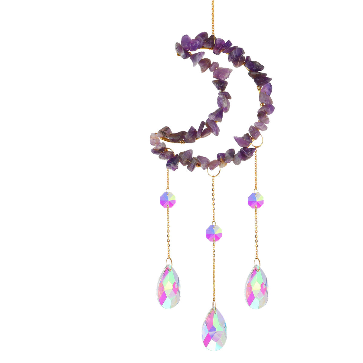 Moon Shape Crystal Suncatcher -4 Pcs