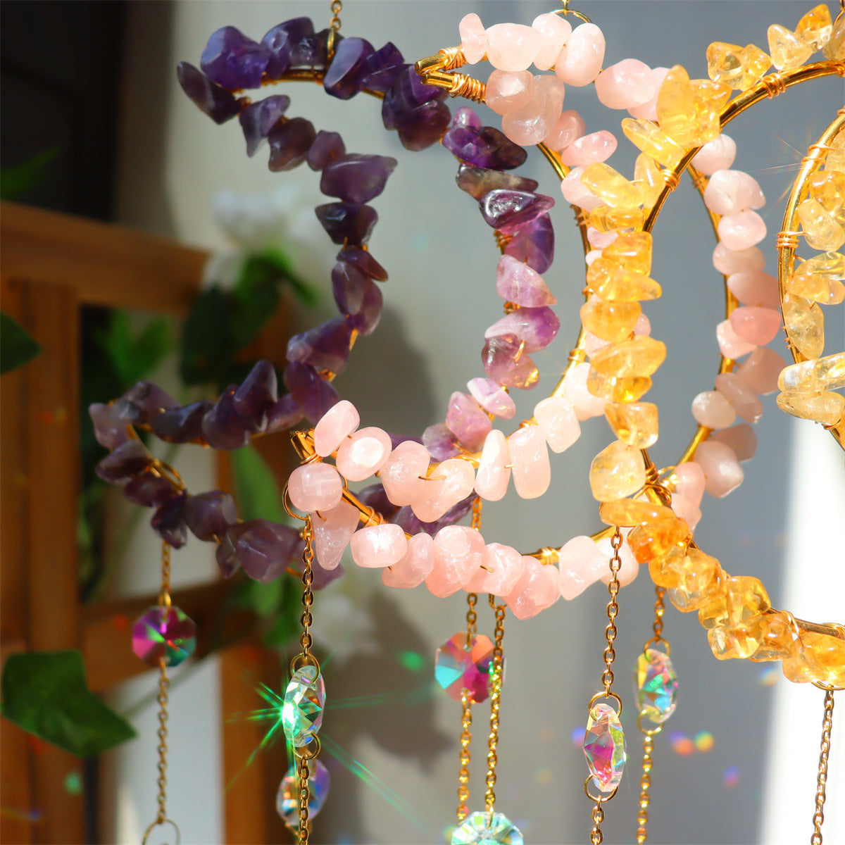 Moon Shape Crystal Suncatcher -4 Pcs