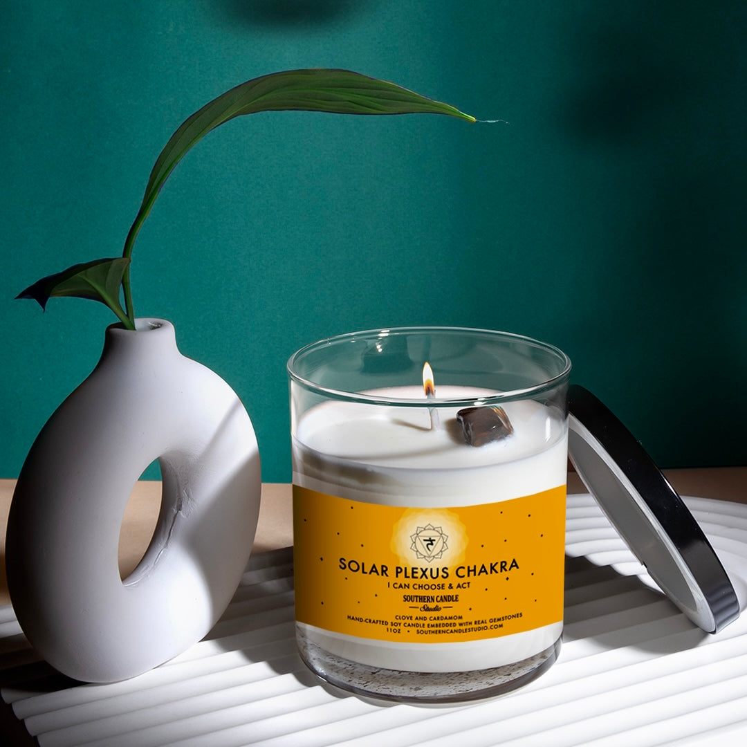 Solar Plexus Chakra Gemstone Candle - Lotion Candle